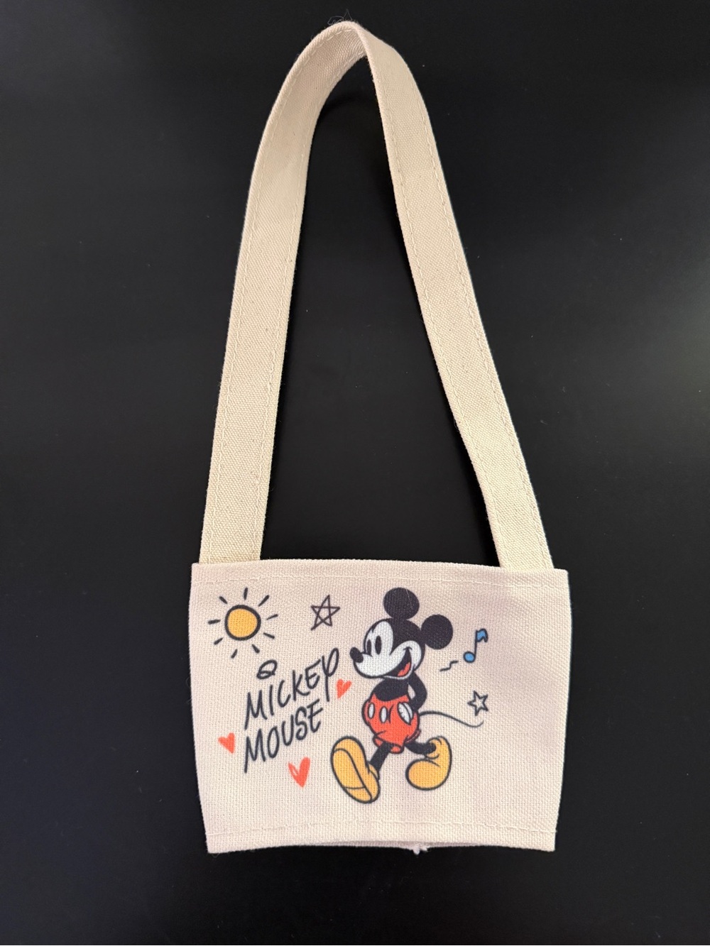 Disney Mickey Mouse Canvas Drink Holder Crossbody Cup Sleeve Carrier